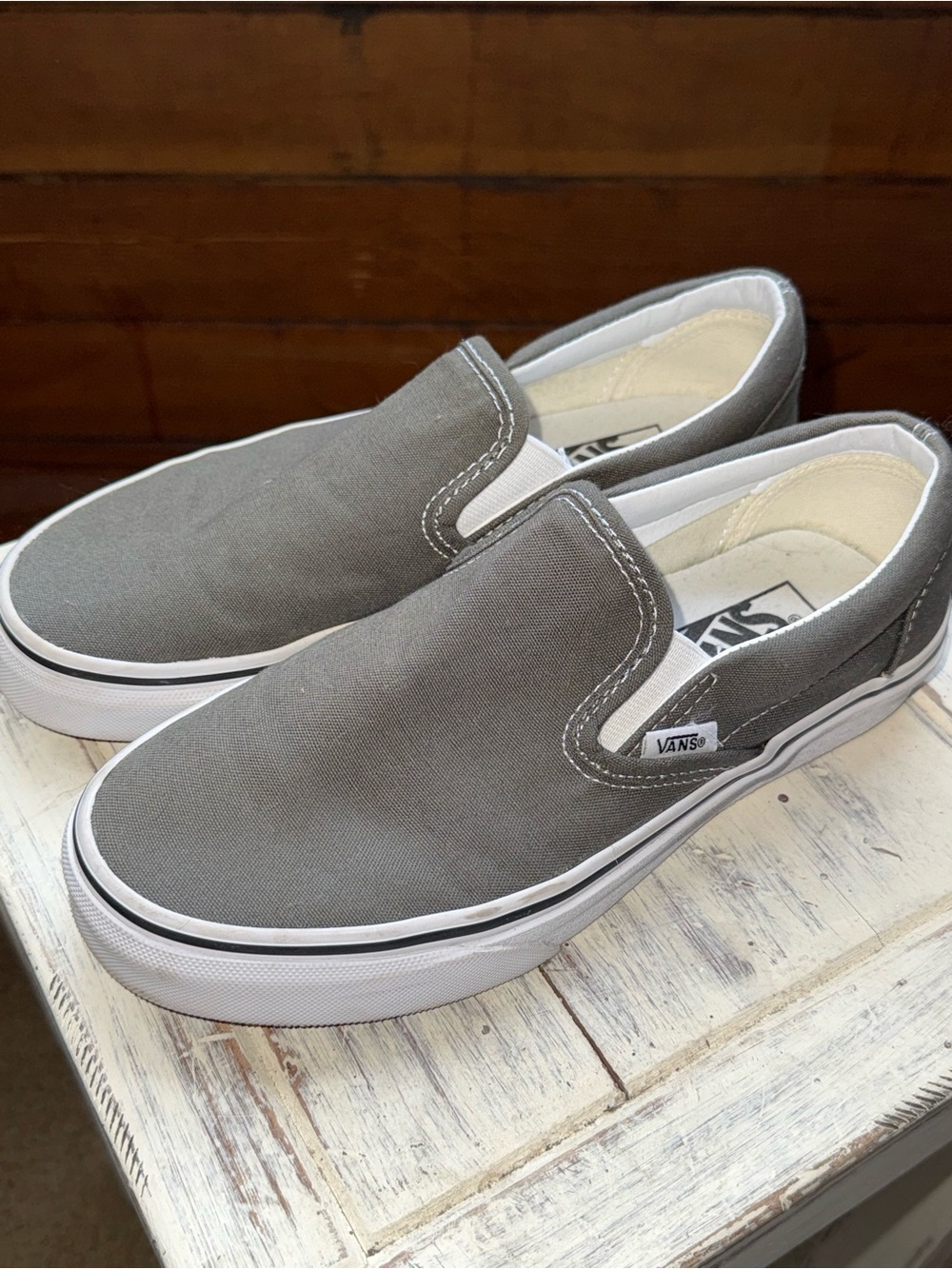 Vans Slip-On Canvas Sneakers in Gray - Picture 2 of 6